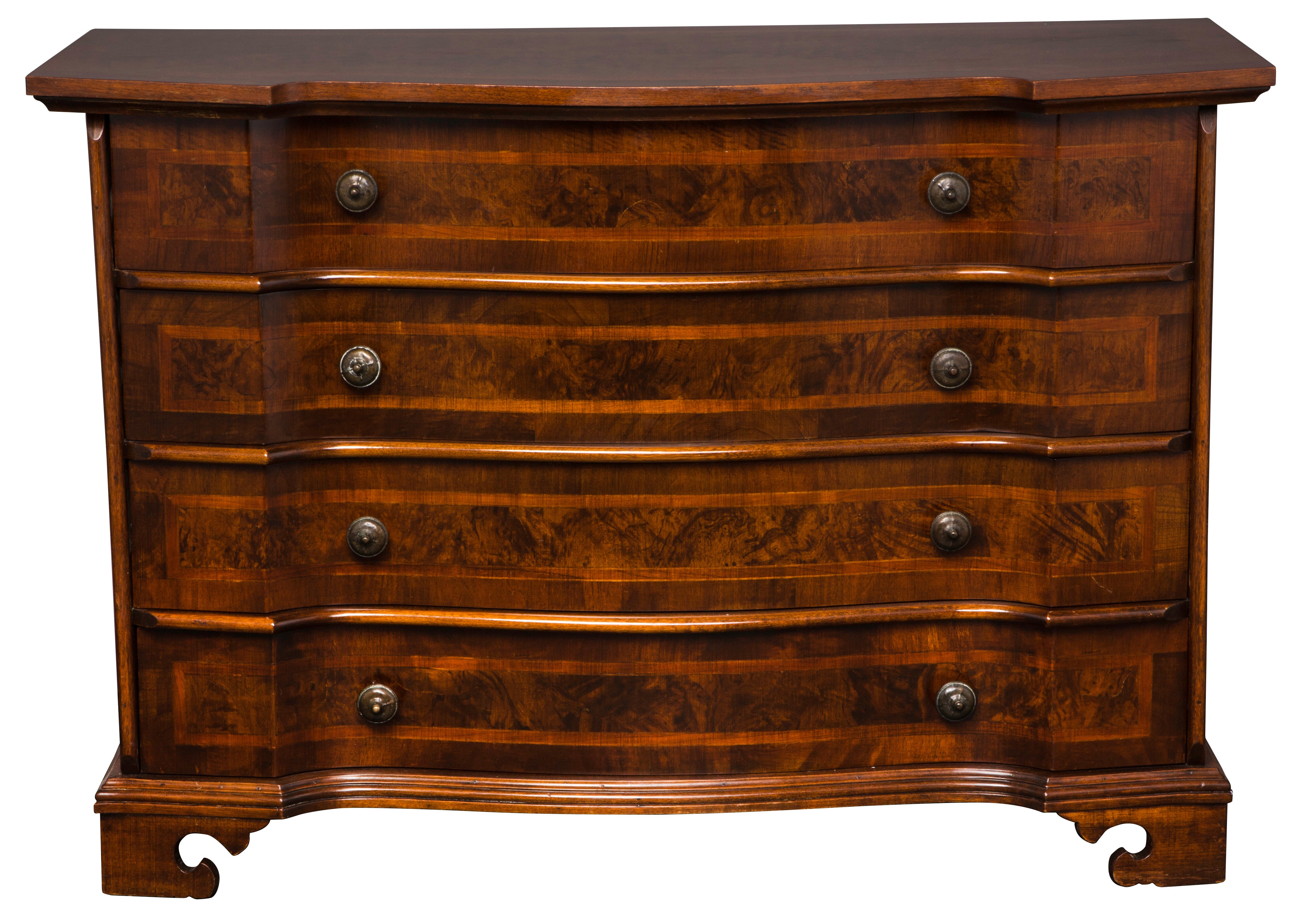 Italian Walnut Burl Chest of Drawers