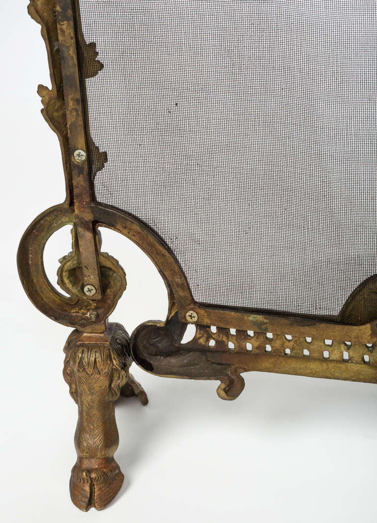 20th Century C.1900s Antique Brass French Fire Screen