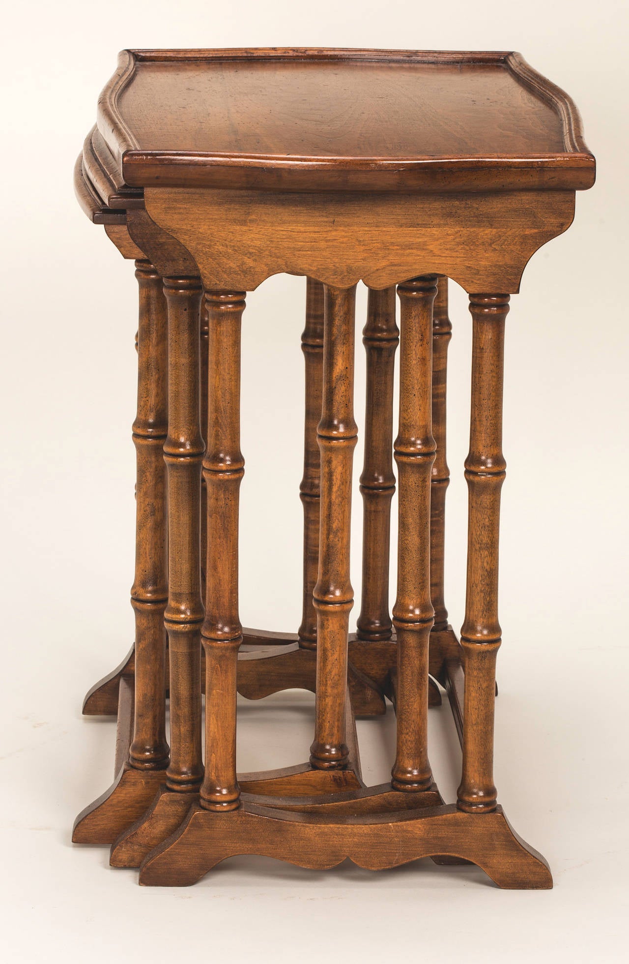 20th Century Set of Three Faux Bamboo Nesting Tables