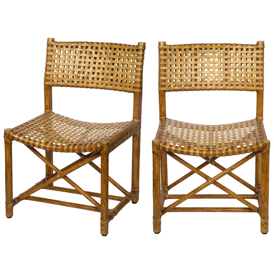 Pair,  McGuire Leather Strap Chairs
