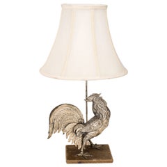Vintage Lamp, Silver Plate Rooster 
