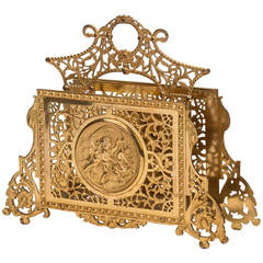 French Antique Gilt Bronze Magazine Rack, circa 1900s