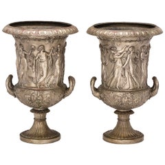Urns, 19th Century Medici Style Bronze, Pair