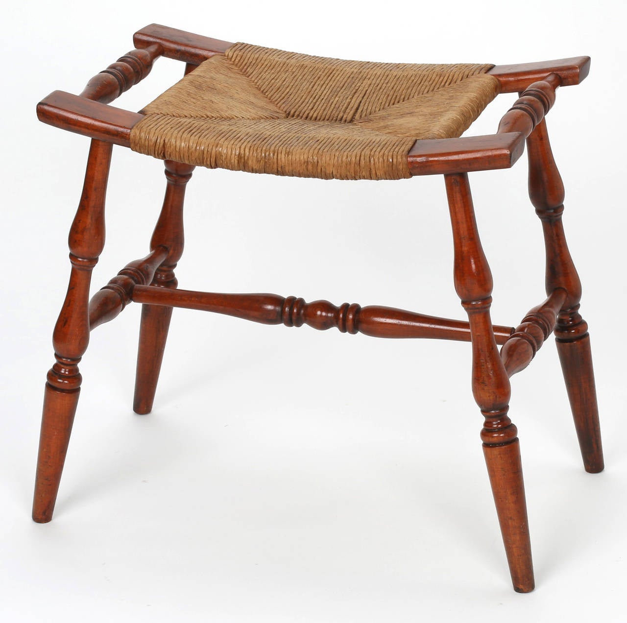 Mid-20th Century Rush Seat Bench
