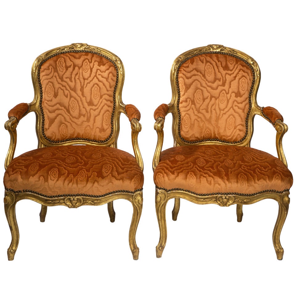 19c. Pair French Arm Chairs For Sale