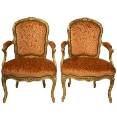 19c. Pair French Arm Chairs