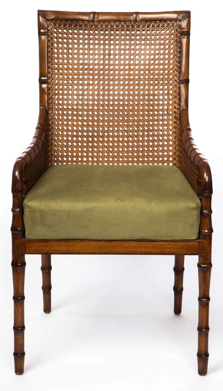 American Double Cane Faux Bamboo Arm Chair