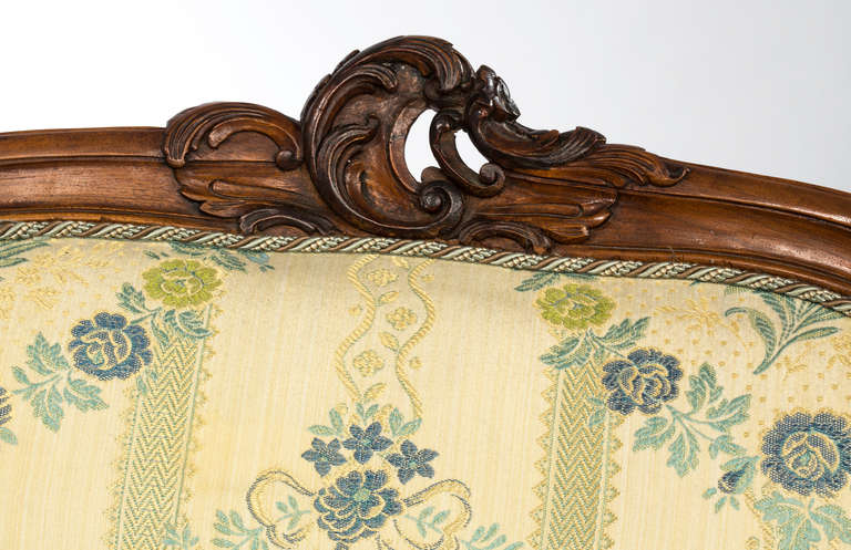 19c. Carved Walnut French Tub Chair For Sale 2