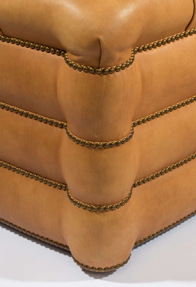 Square Leather Ottoman 1