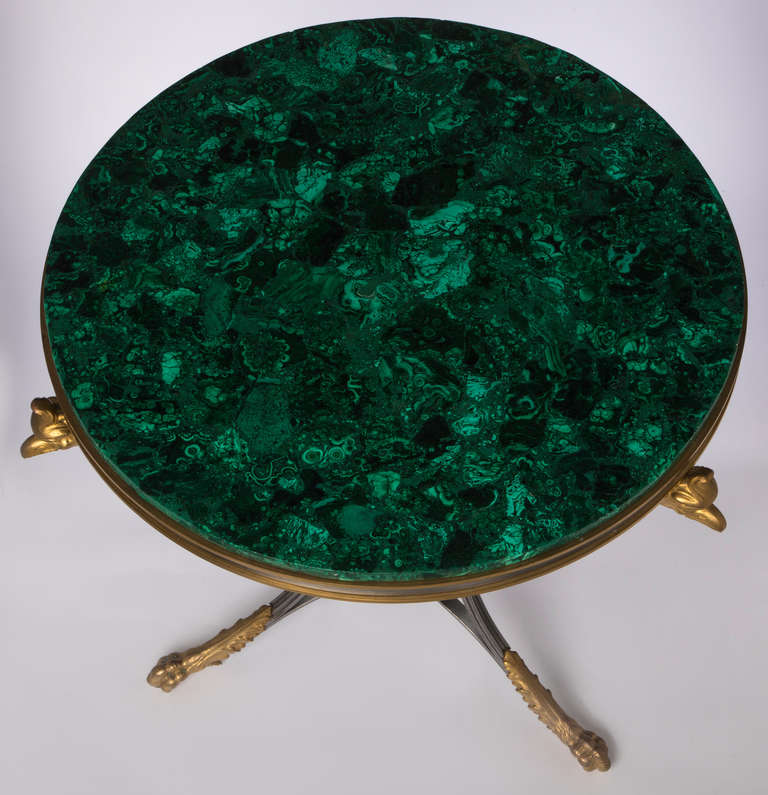 Fabulous Russian Malachite  Bronze Dore' & Steel Table 4