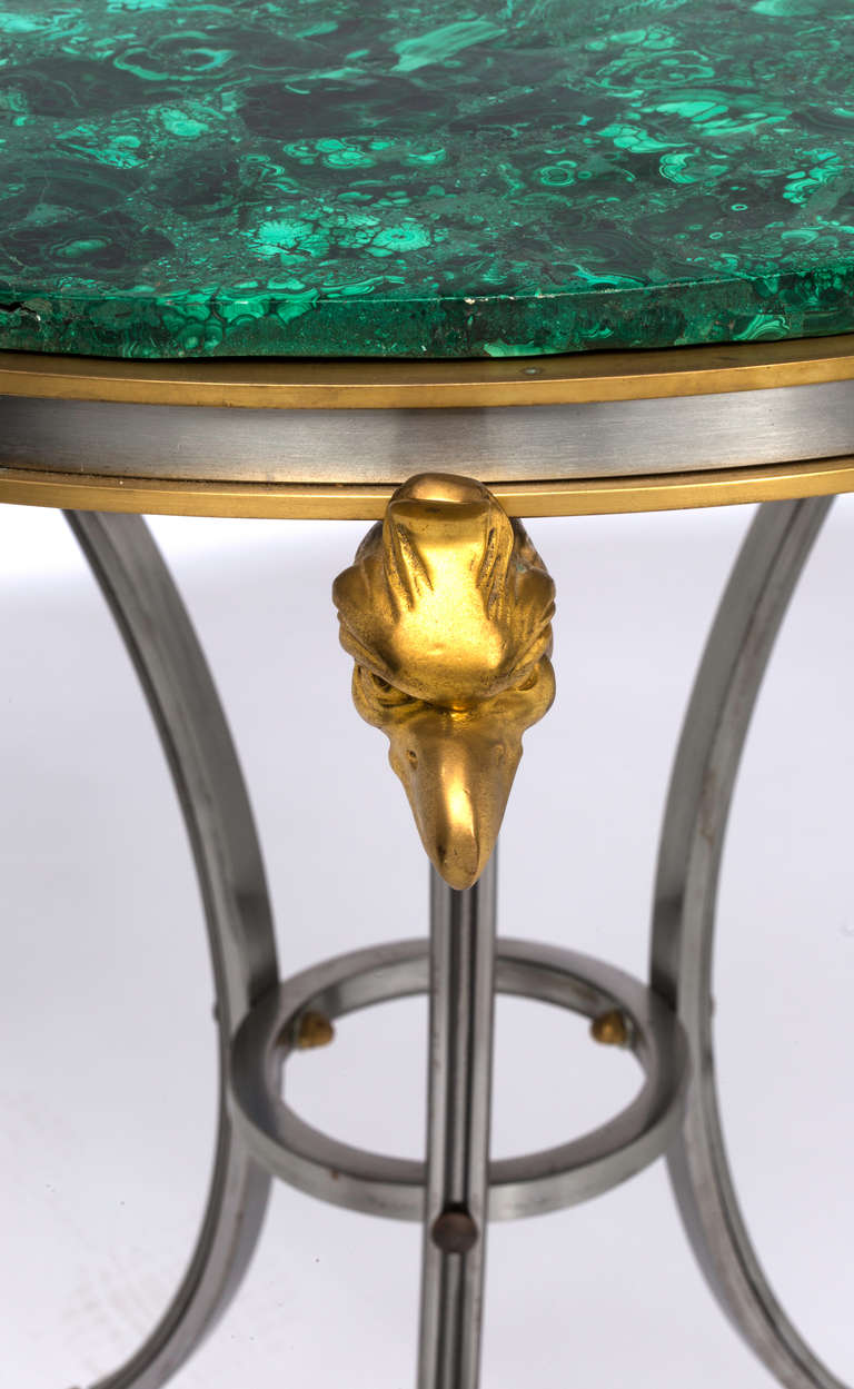 Fabulous Russian Malachite  Bronze Dore' & Steel Table 1