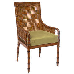 Double Cane Faux Bamboo Arm Chair
