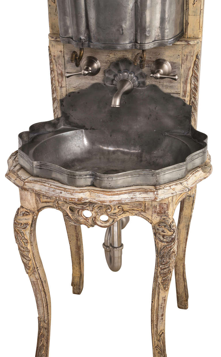 19thc. Rare French Pewter Lavabo Stand, Retrofitted In Excellent Condition In Summerland, CA