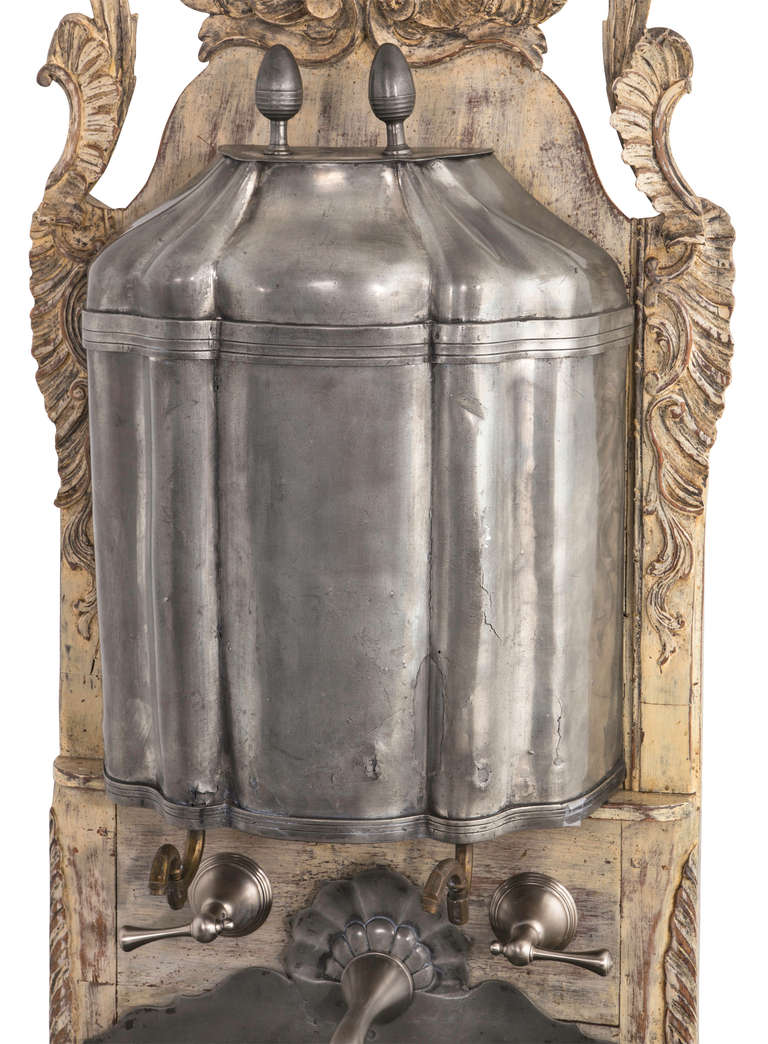 19thc. Rare French Pewter Lavabo Stand, Retrofitted 1