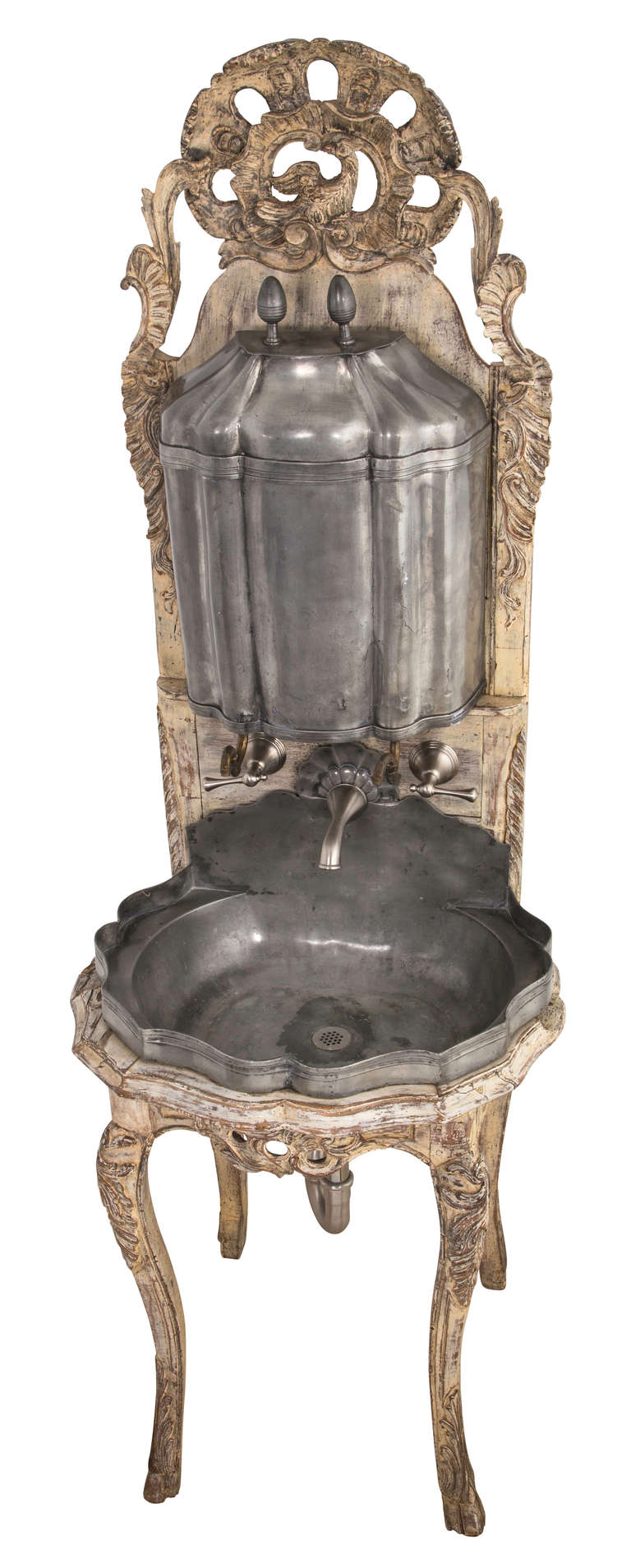 19thc. Rare French Pewter Lavabo Stand, Retrofitted 6
