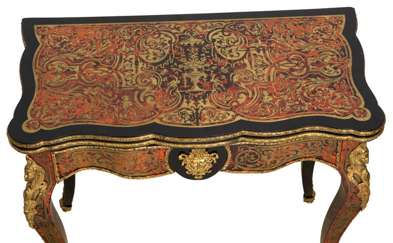 Circa 1850s Boulle Game Table In Excellent Condition In Summerland, CA
