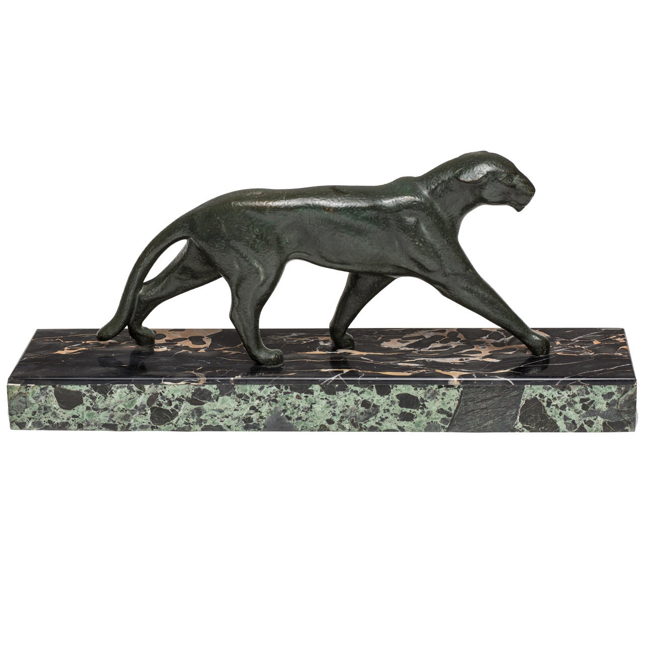 Rare Art Deco Bronze Panther Sculpture Signed Michel Decoux