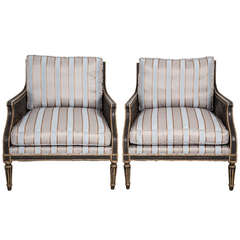 Pair of Louis XVI Style Cane Arm Chairs