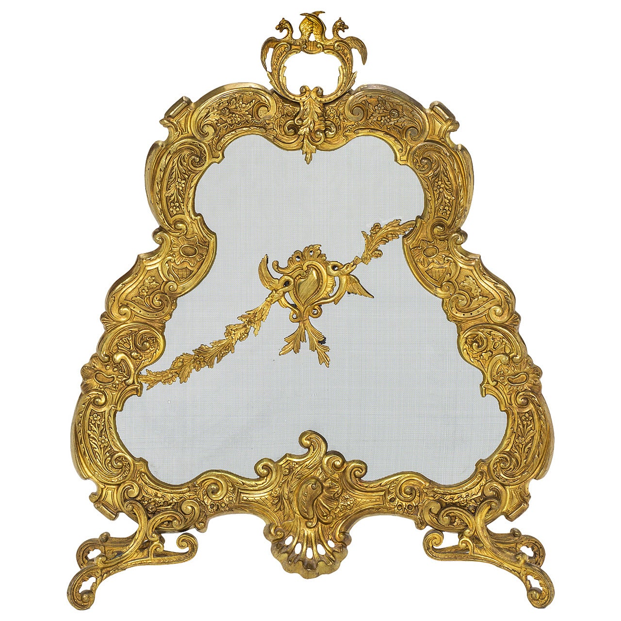 Firescreen, 19th Century French Gilt Bronze  For Sale