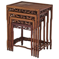 Vintage Rosewood Chinese Nesting Tables, Set of Four