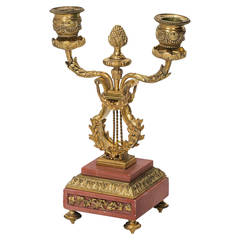 French Bronze Dore and Marble Candle Stand