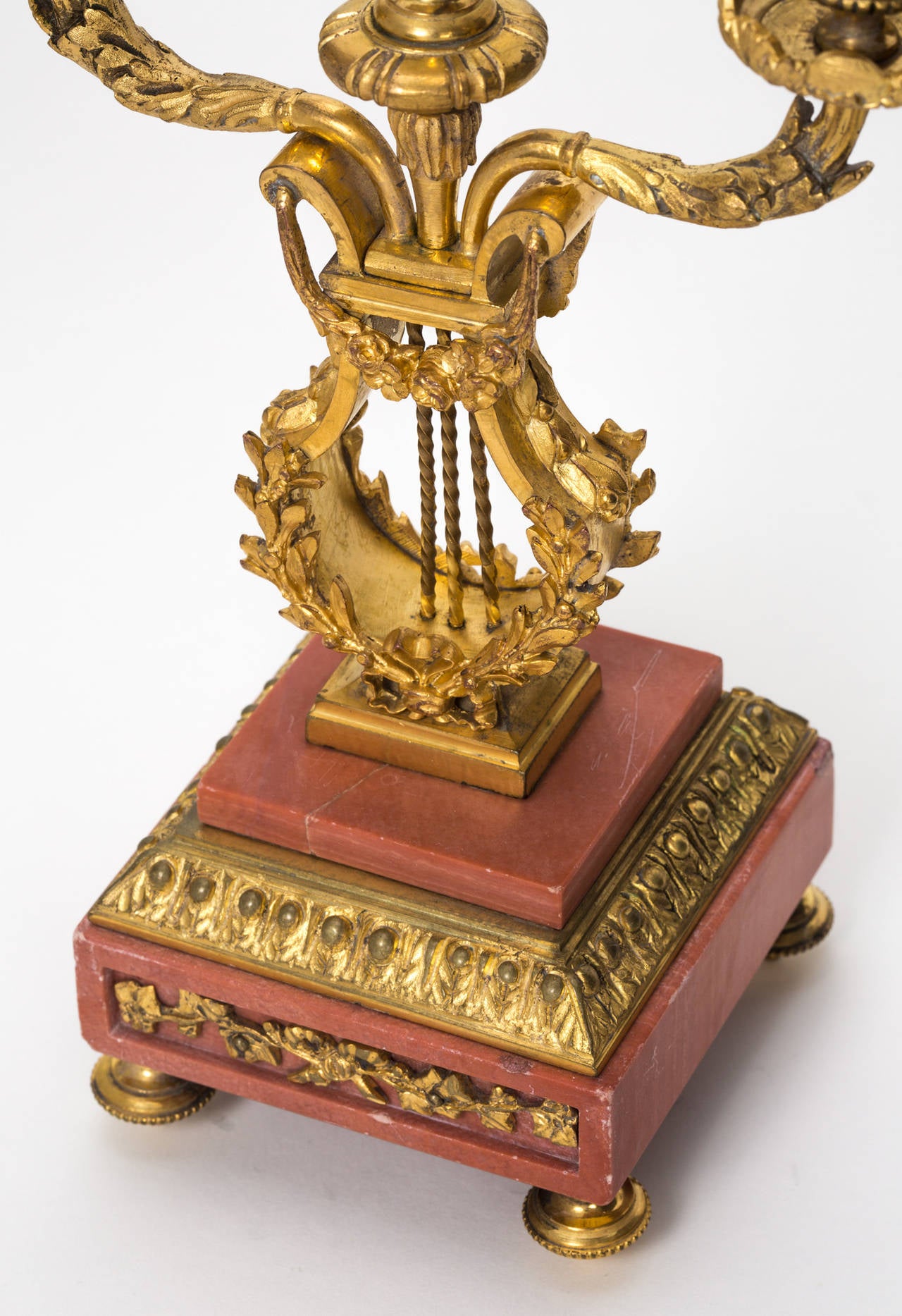 Gilt French Bronze Dore and Marble Candle Stand