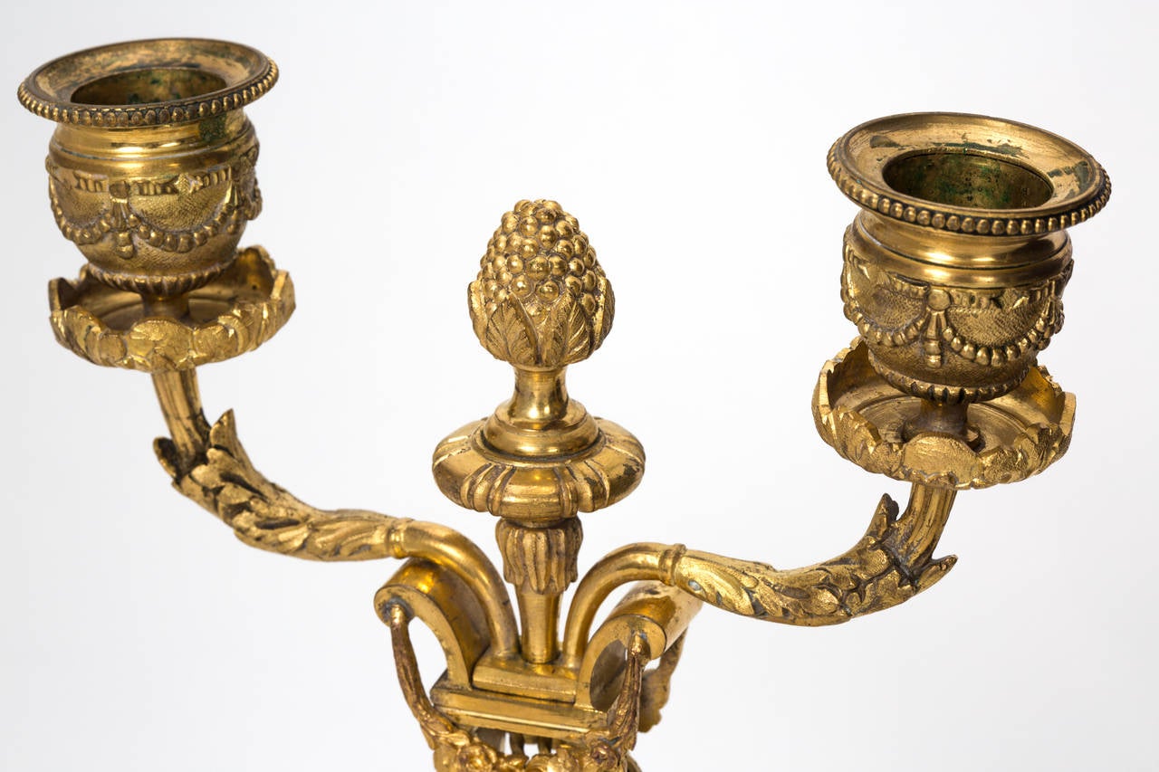 Mid-19th Century French Bronze Dore and Marble Candle Stand