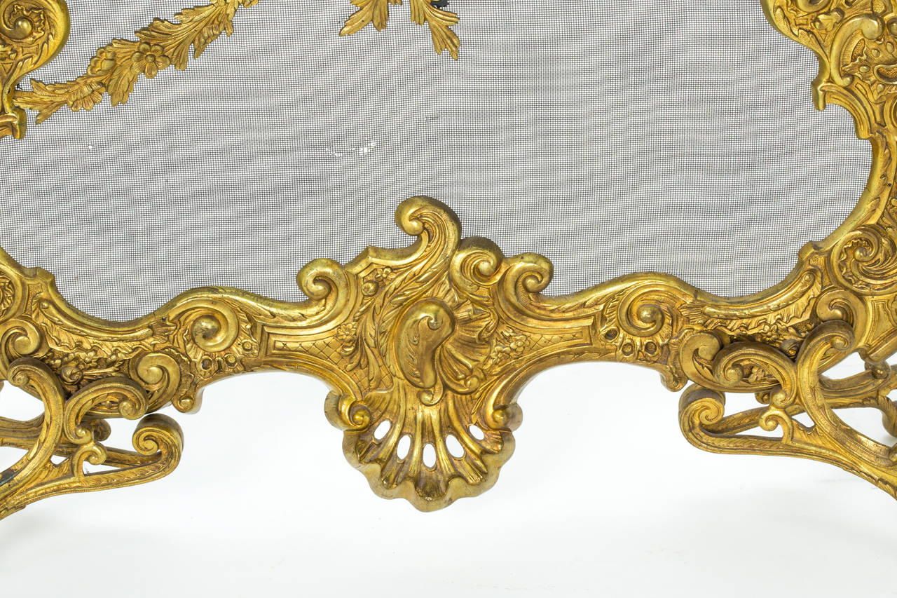 Firescreen, 19th Century French Gilt Bronze  For Sale 2