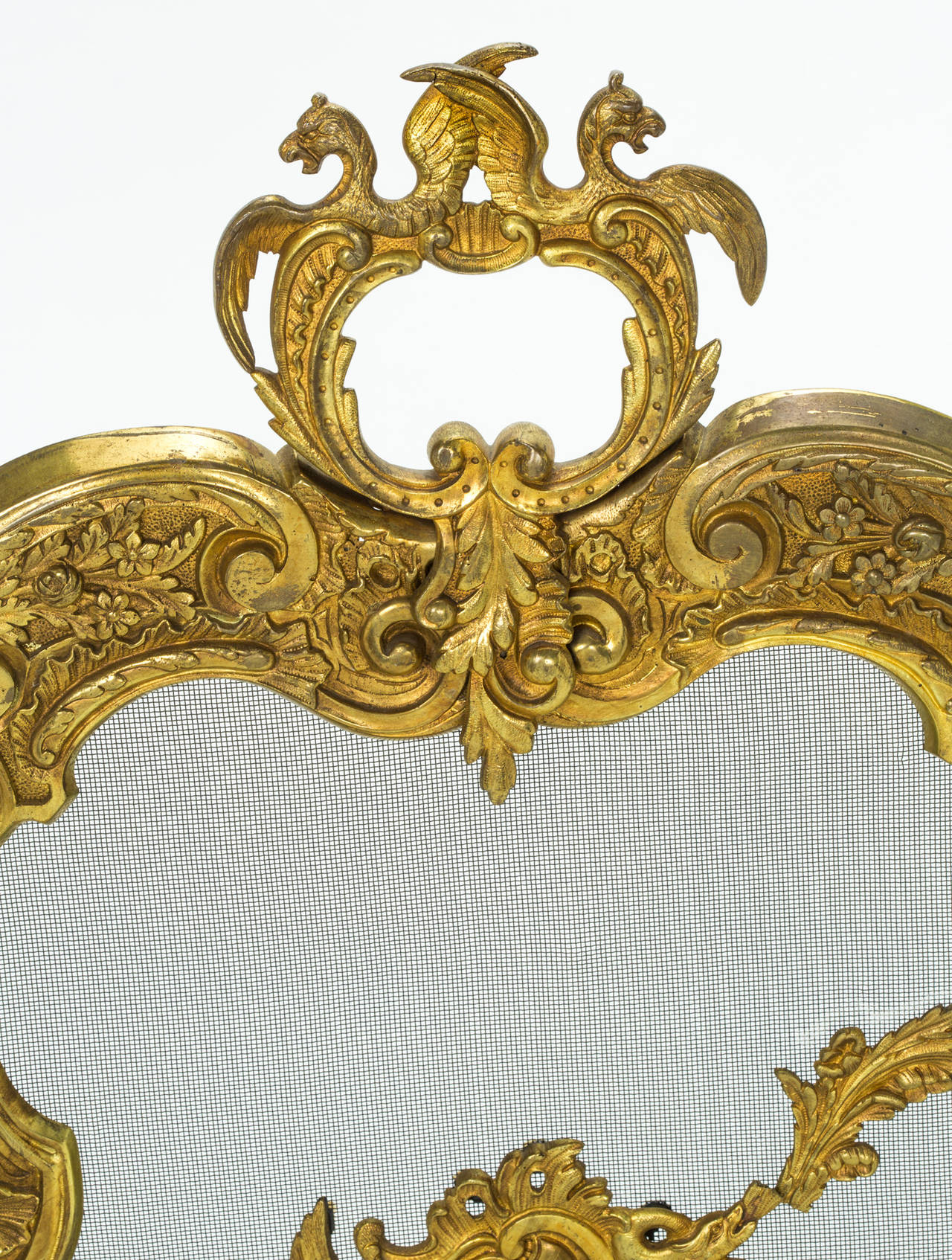 Mid-19th Century Firescreen, 19th Century French Gilt Bronze  For Sale
