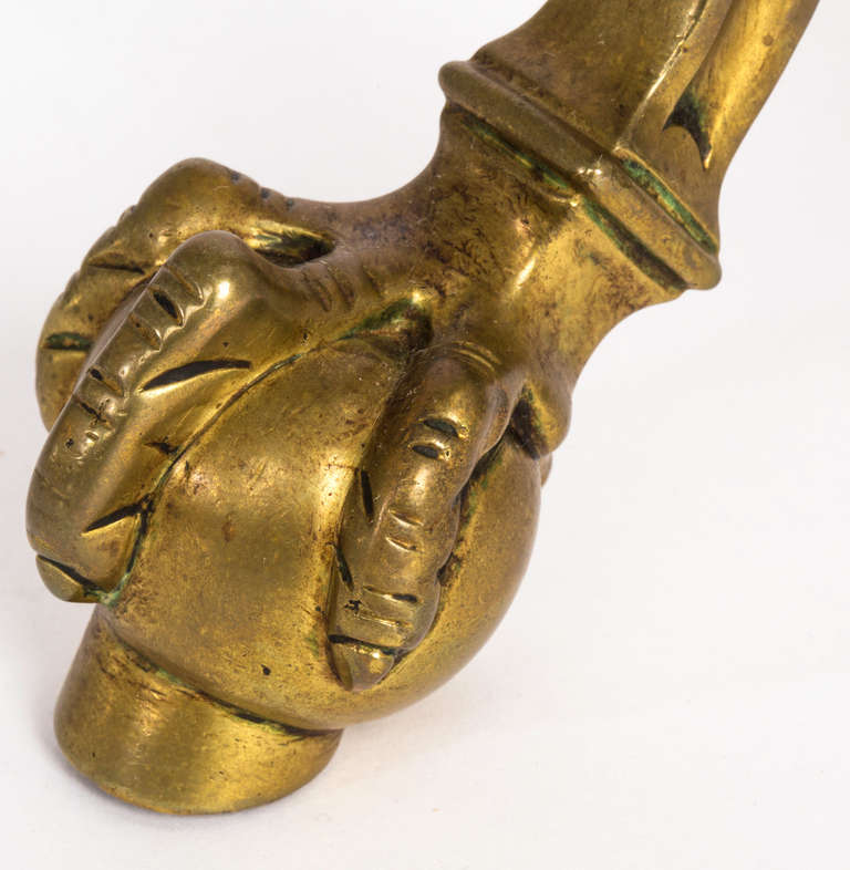 19th Century Antique Brass Griffin Andirons 2