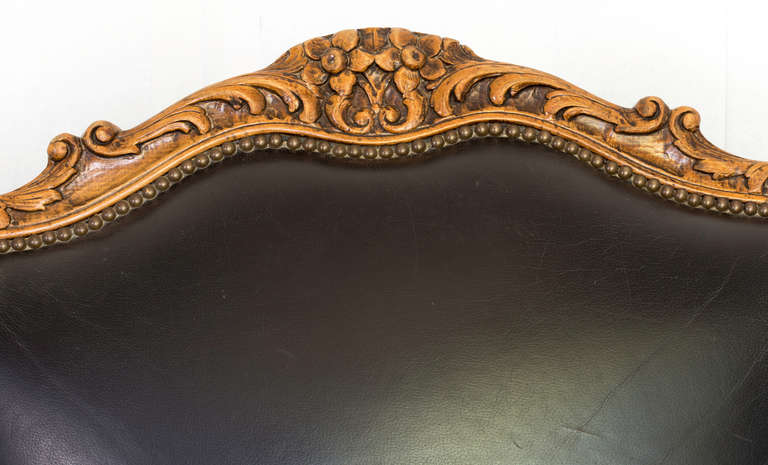 20th Century Leather Lounge Bergere Arm Chair For Sale