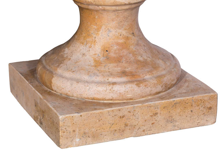 Hand Carved Sienna Marble Stone Planter In Excellent Condition In Summerland, CA