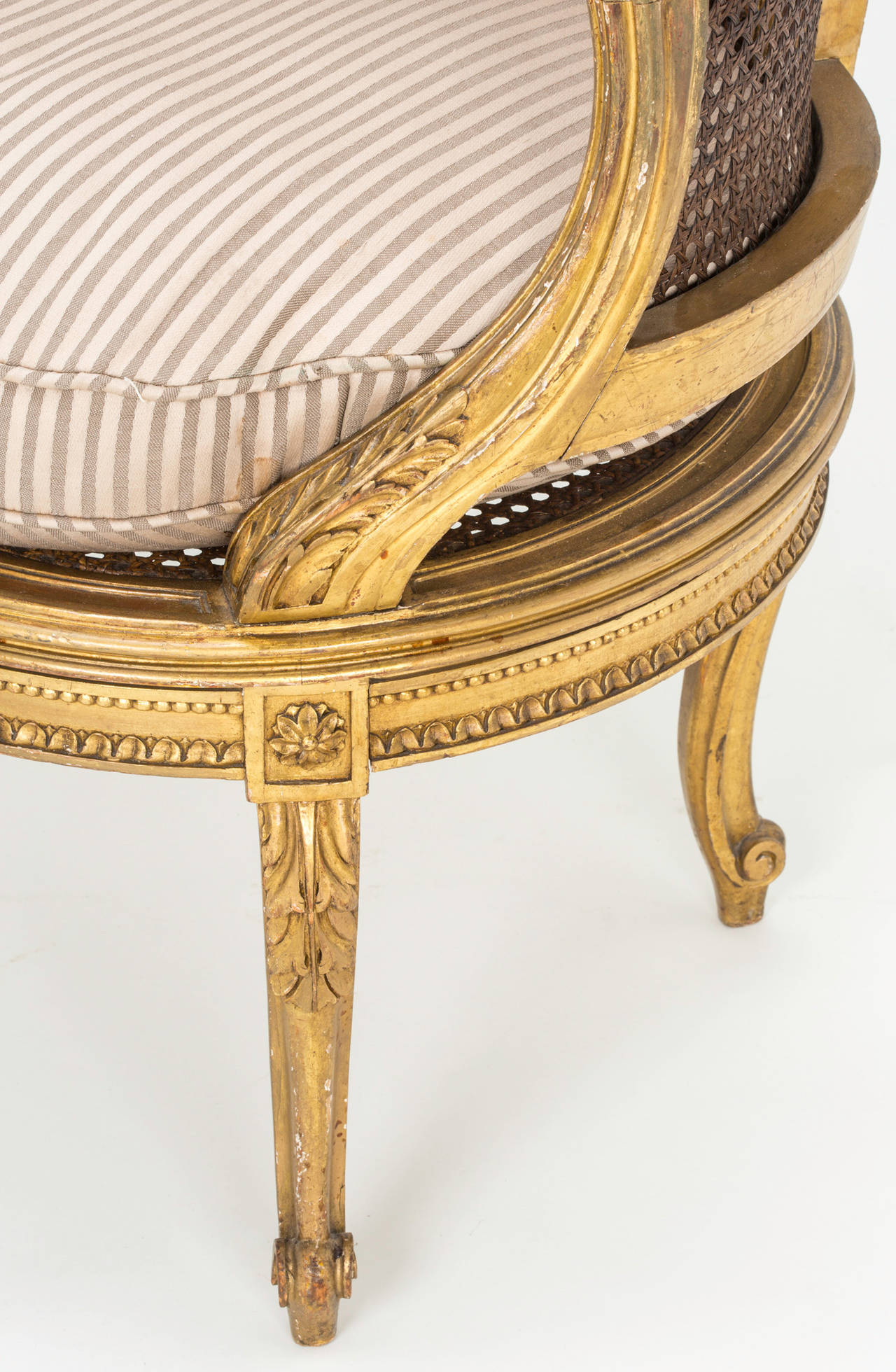 Pair of French Giltwood Cane Armchairs 2