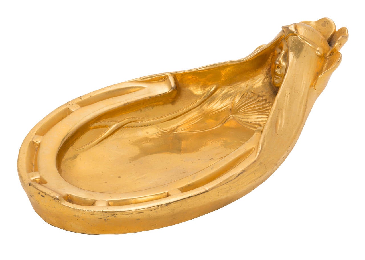 Early 20th Century Art Nouveau Gilt Bronze Tray, signed J Ofner For Sale