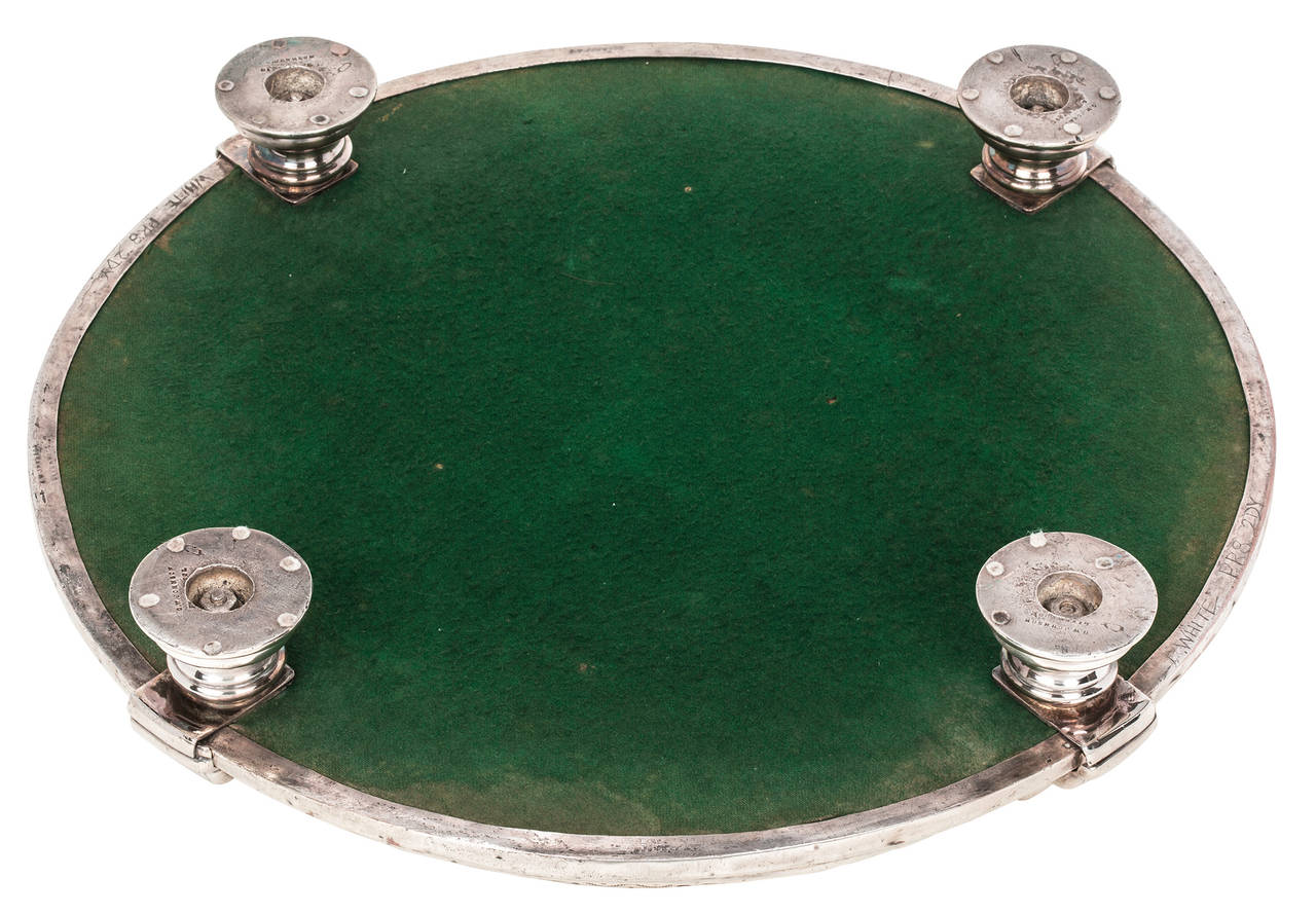 Large Round Silver Plate Plateau Mirror, circa 1820 2