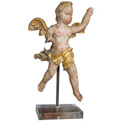 18th c. Wood Carved Angel Sculpture