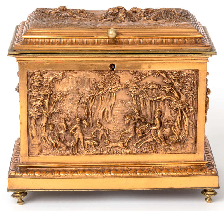 English 19th Century Rare Copper Relief Box