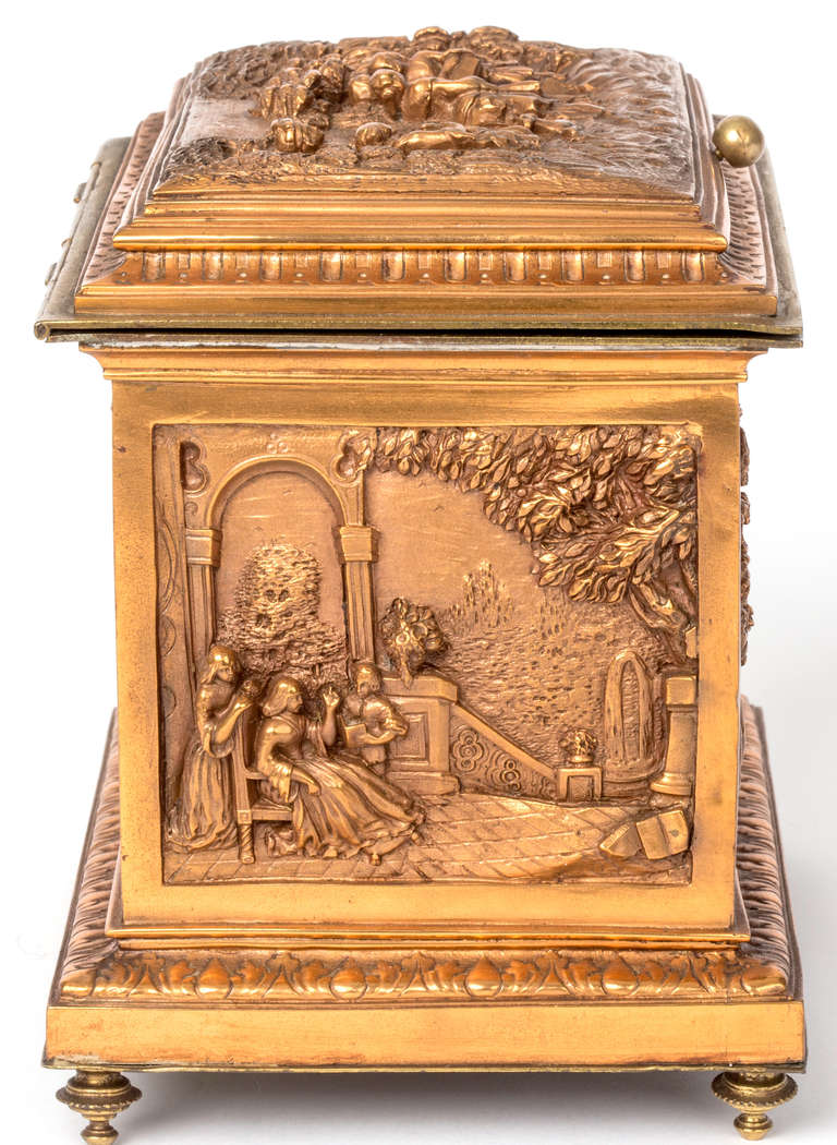 19th Century Rare Copper Relief Box In Excellent Condition In Summerland, CA