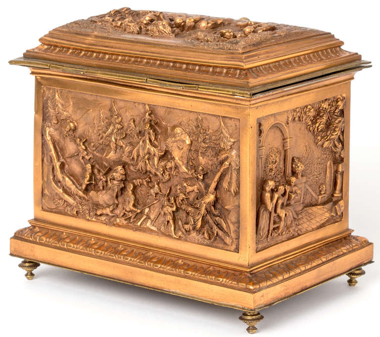 Brass 19th Century Rare Copper Relief Box