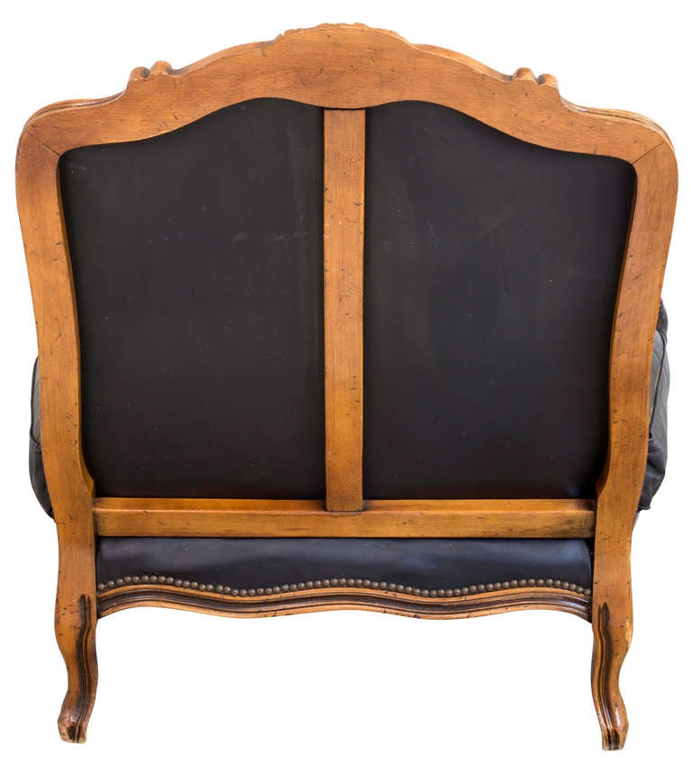 Leather Lounge Bergere Arm Chair In Excellent Condition For Sale In Summerland, CA