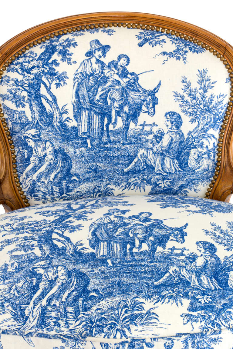 Blue and White Toile Country French Chair at 1stdibs