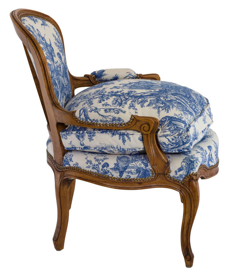 Blue and White Toile Country French Chair at 1stdibs