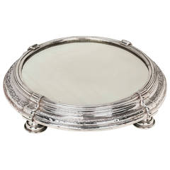 Large Round Silver Plate Plateau Mirror, circa 1820