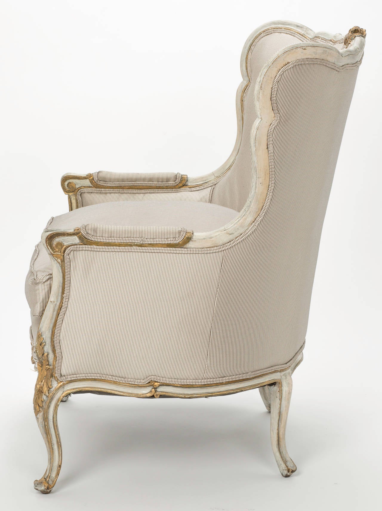 19th Century Painted French Armchair, Wingback In Excellent Condition In Summerland, CA