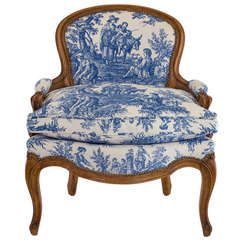 Blue & White Toile Country French Chair