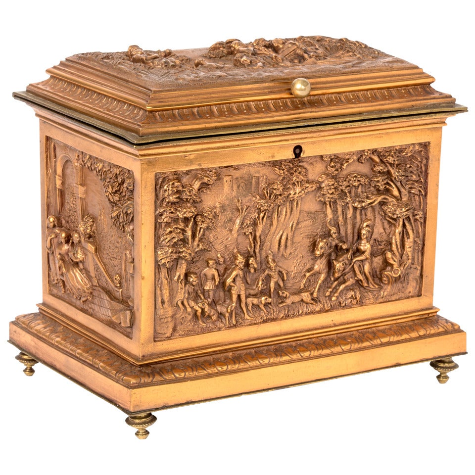 19th Century Rare Copper Relief Box