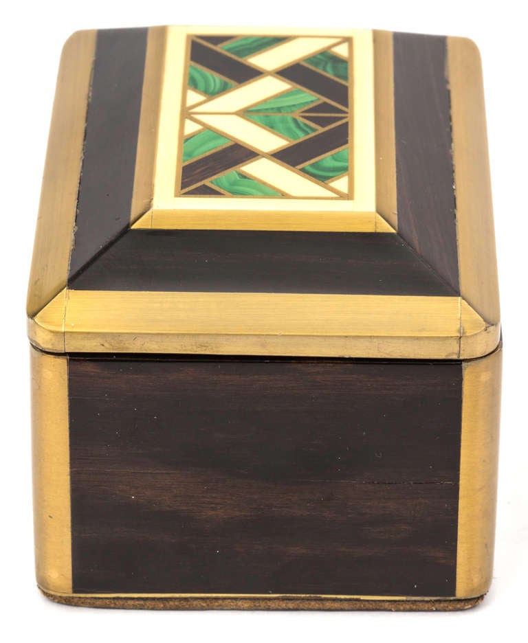 Mid-20th Century Malachite Inlay Deco Box