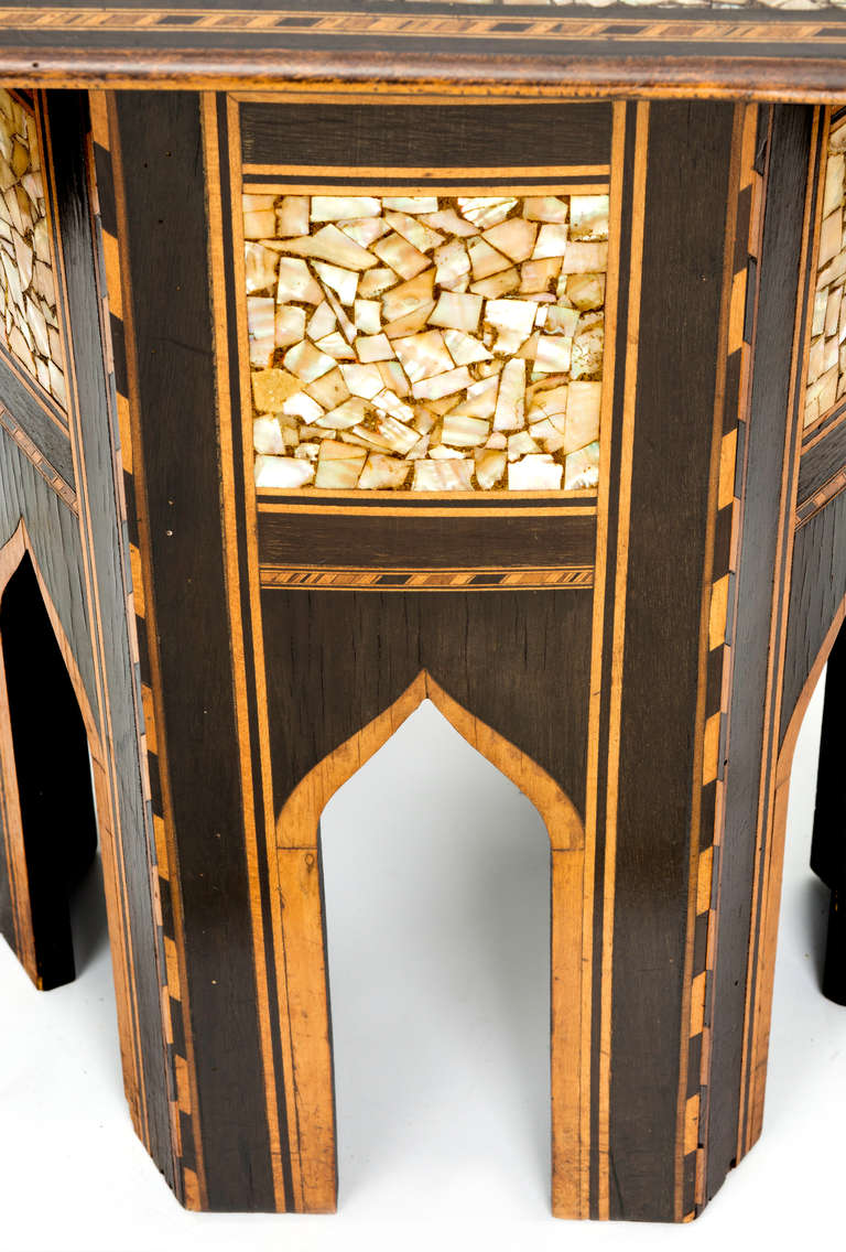Moroccan Mother of Pearl Inlay Table In Good Condition In Summerland, CA