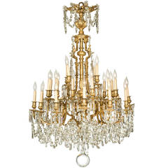 19th Century Bronze Dore Baccarat Chandelier