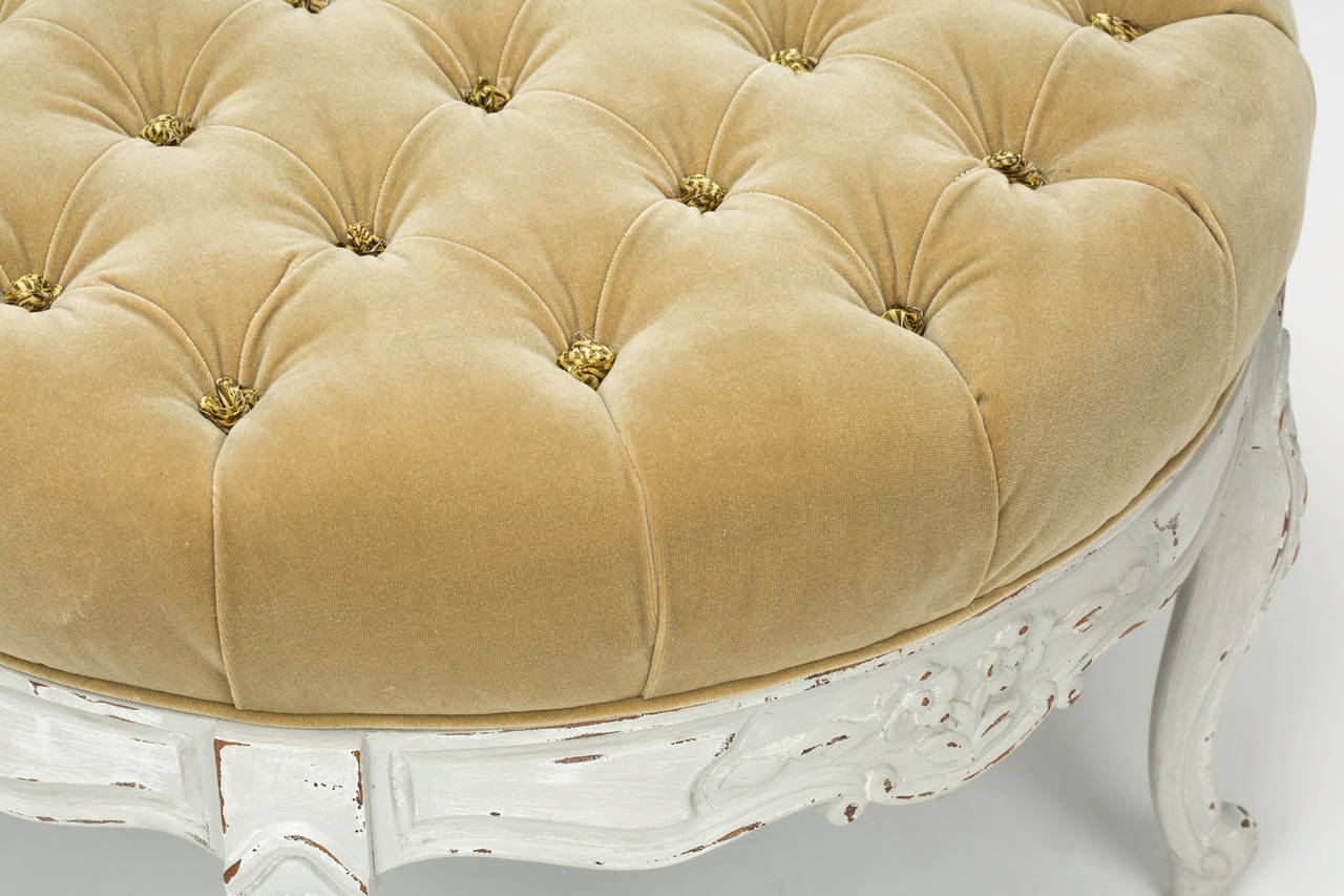 Painted  French Round Ottoman, circa 1920 2